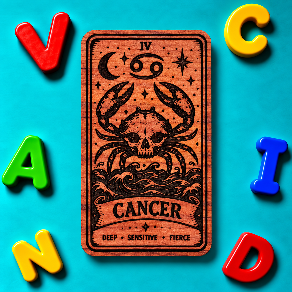 Cancer Zodiac Tarot Card Magnet – Aromatic Red Cedar Astrology Sign