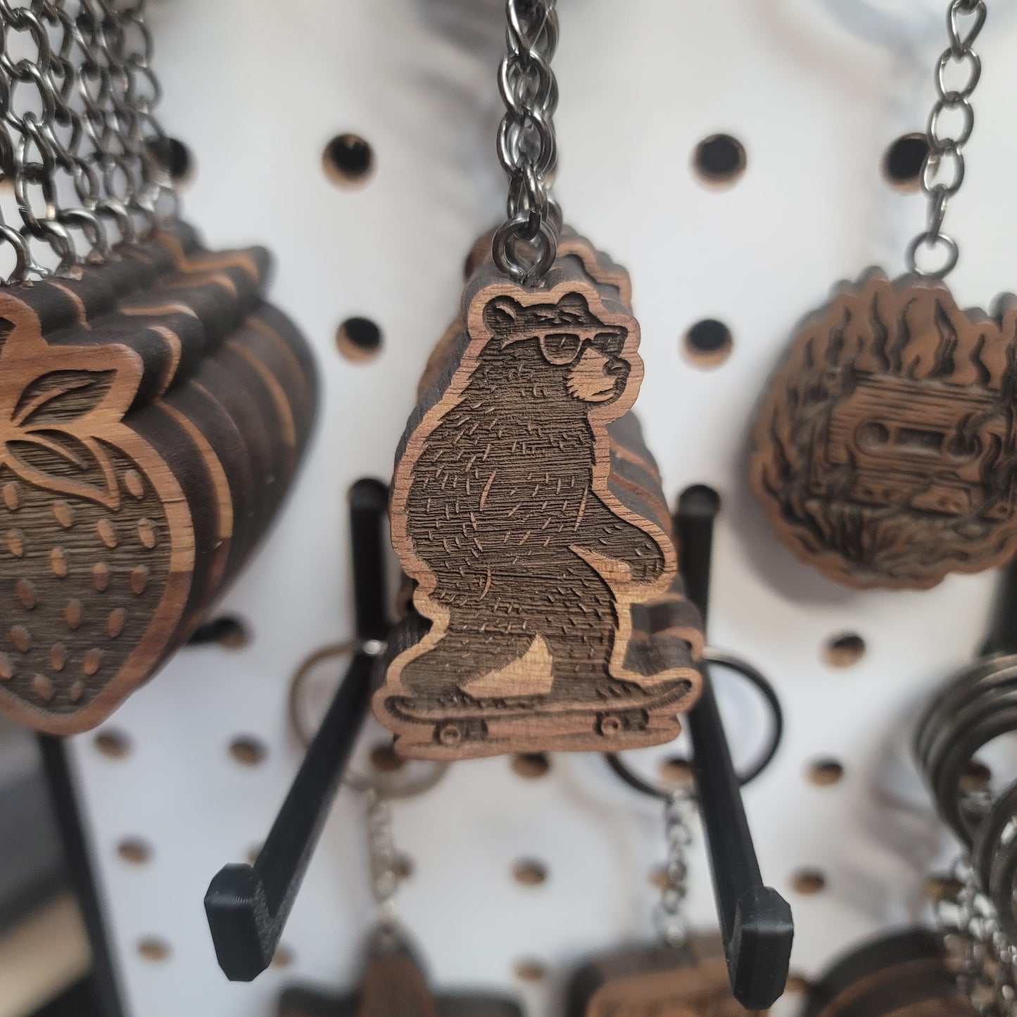 Skateboarding Bear Keychain