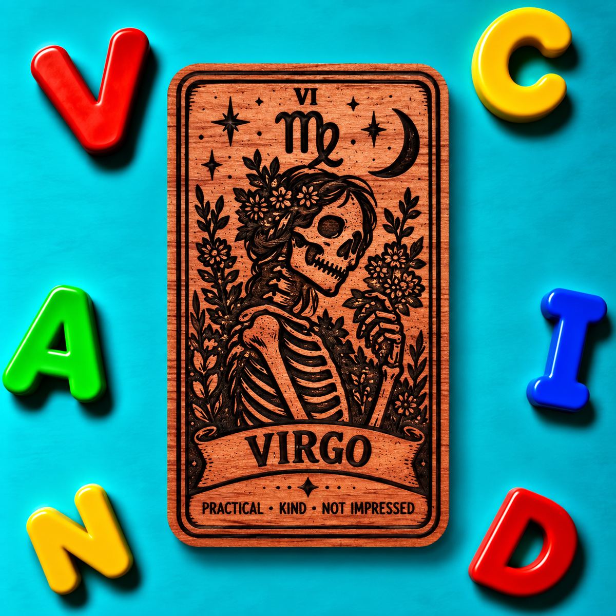 Virgo Zodiac Tarot Card Magnet – Aromatic Red Cedar Astrology Sign