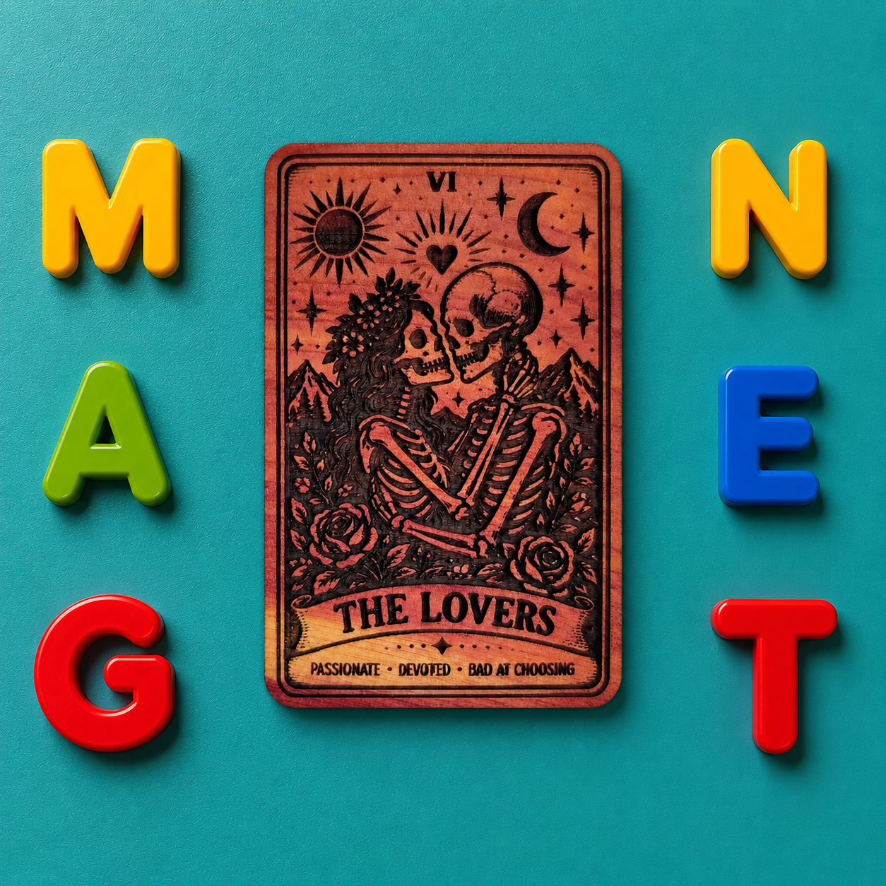 The Lovers Tarot Card Magnet – Aromatic Red Cedar Astrology Sign