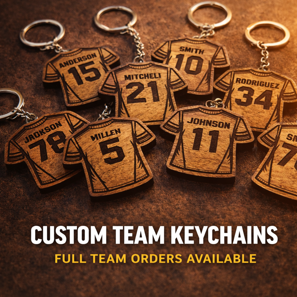 Custom Soccer Jersey Keychain - Solid Walnut