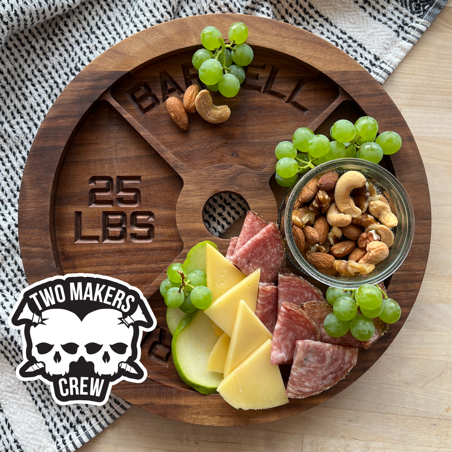 Do you even Gift Bro? Barbell Plate Dark Walnut Tray