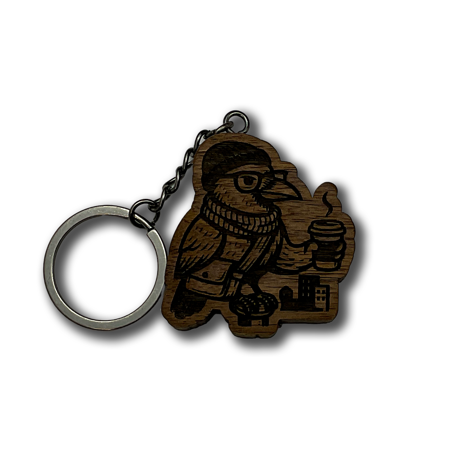 Hipster Crow Keychain