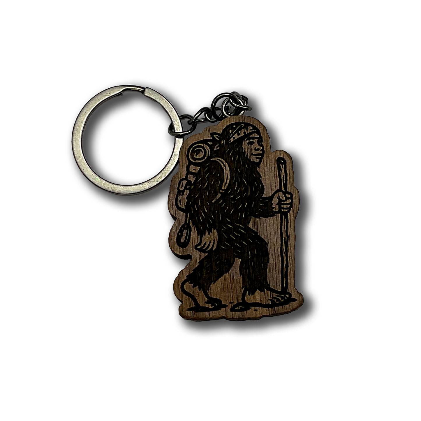 Female Sasquatch Hiker Keychain