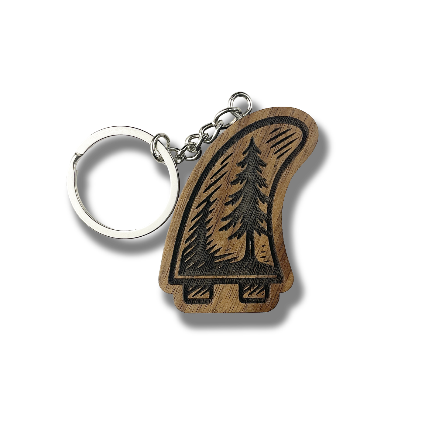 Surf Fin With Tree Keychain