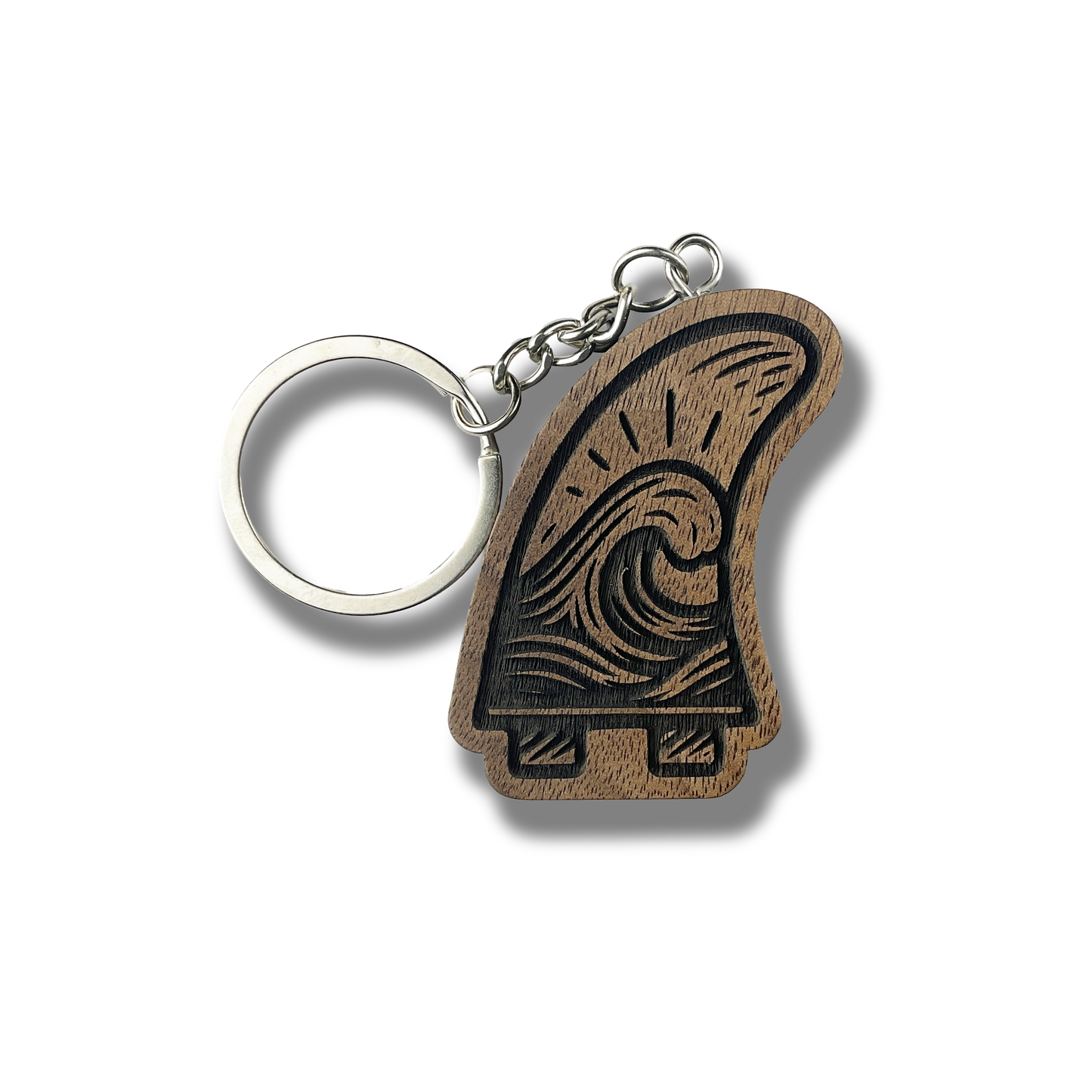 Surf Fin With Wave Keychain