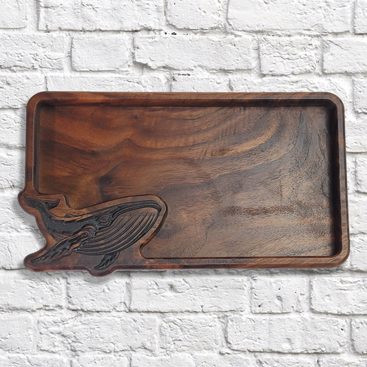 Humpback Whale dark walnut catchall tray