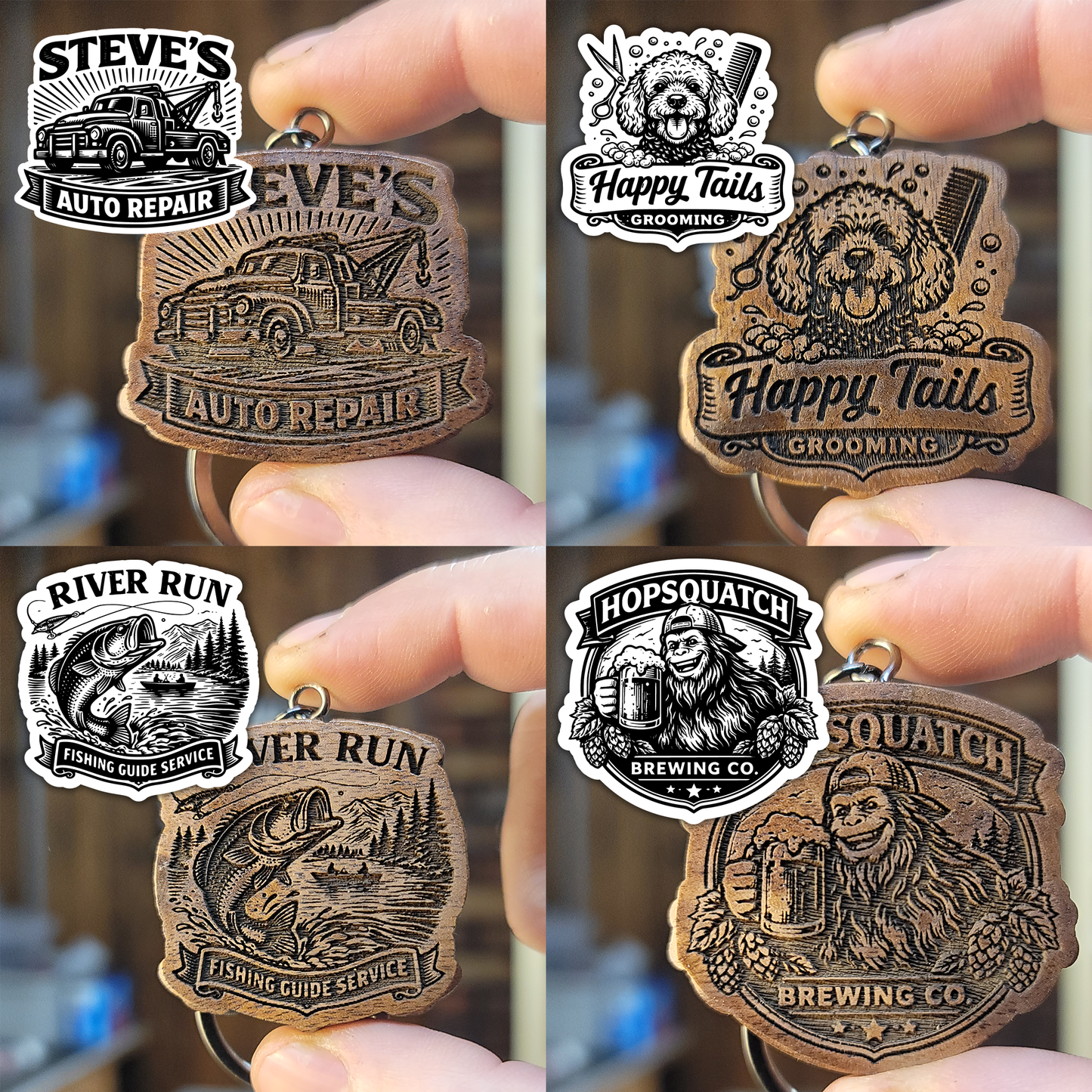 Premium Custom Walnut Keychains