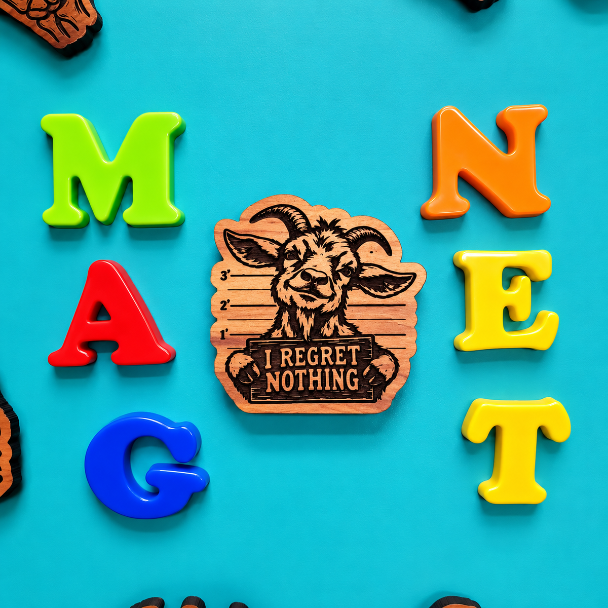 I Regret Nothing Goat Magnet | Funny Farm Animal Gift | Aromatic Red Cedar