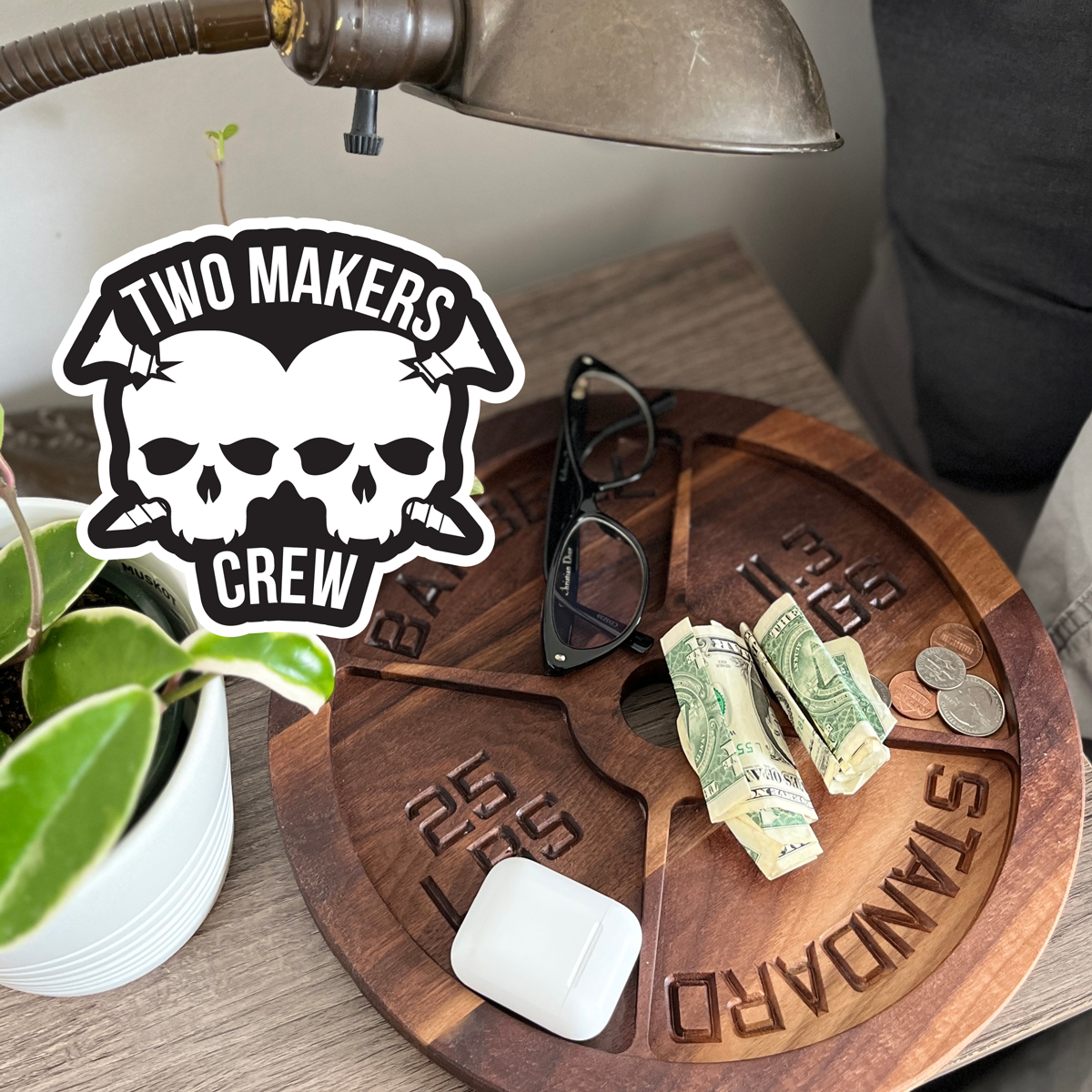 Walnut weight plate tray makes the perfect gift for athlete