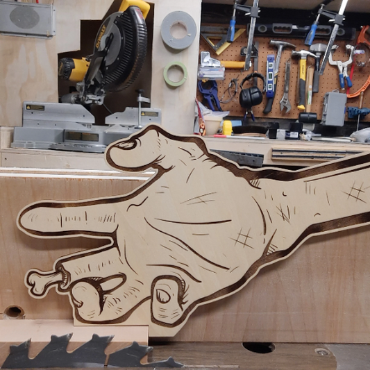 Zombie Hand Table Saw Push Stick Digital Design SVG Cut and Engrave File