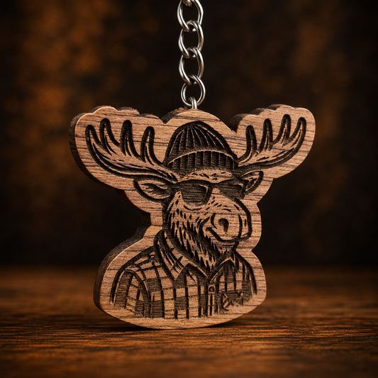 Hipster Moose Keychain