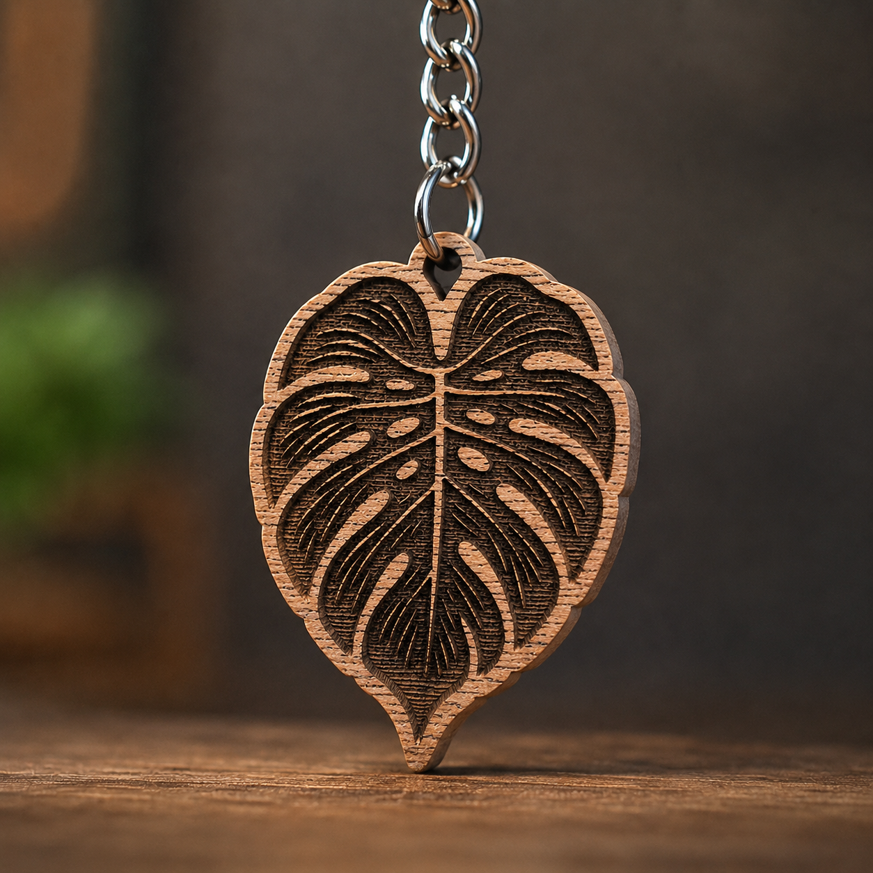 Monstera Leaf Keychain