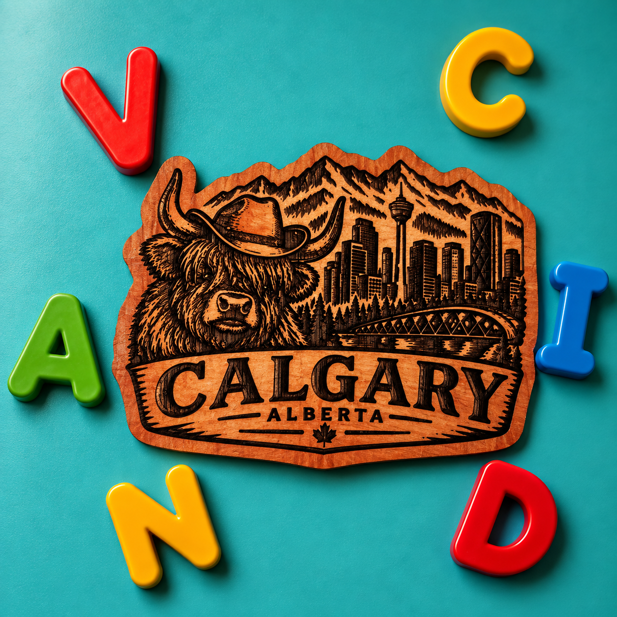 Calgary Highland Cow Red Cedar Fridge Magnet