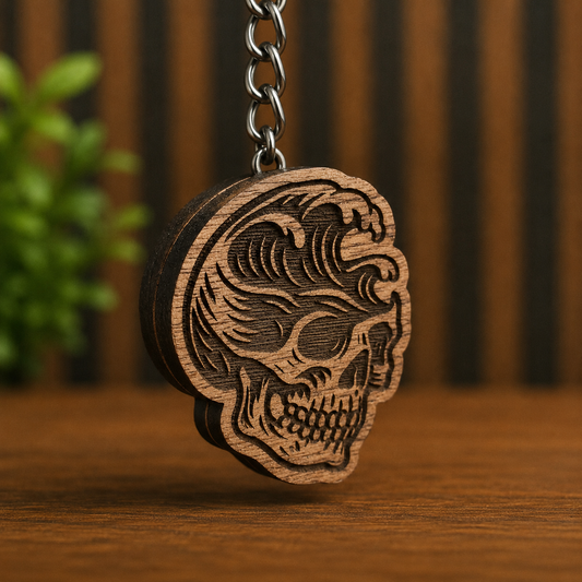 Skull With Wave Keychain
