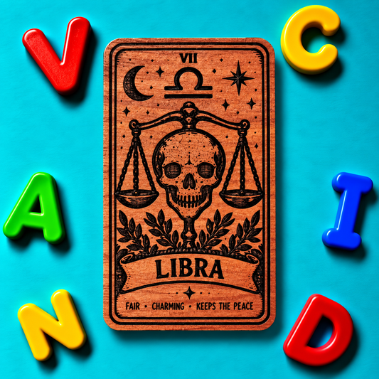 Libra Zodiac Magnet | Tarot Card Style Astrology Gift | Aromatic Red Cedar