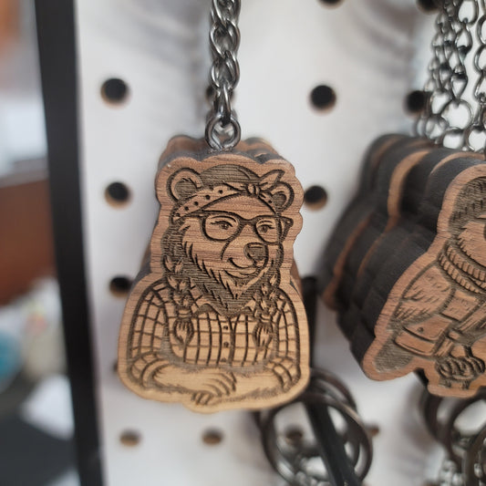 Hipster Female Bear Keychain