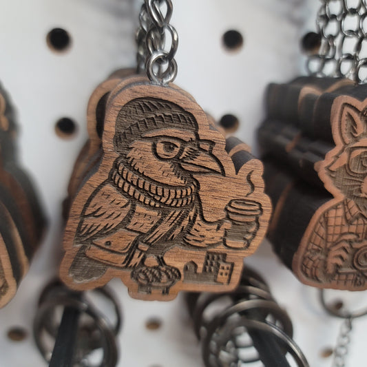 Hipster Crow Keychain