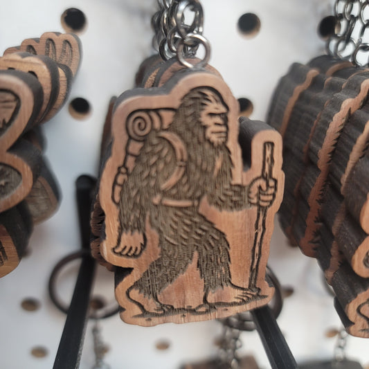Male Sasquatch Hiker Keychain