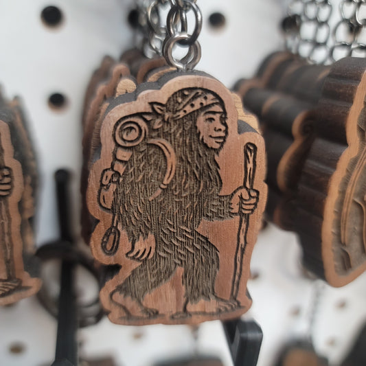 Female Sasquatch Hiker Keychain