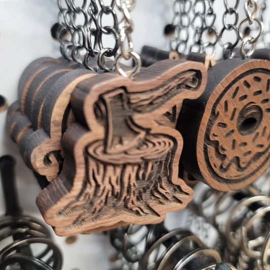 Axe Stump Keychain