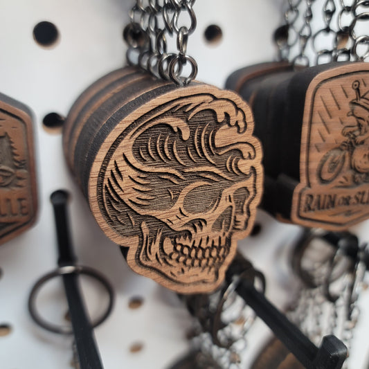 Skull With Wave Keychain