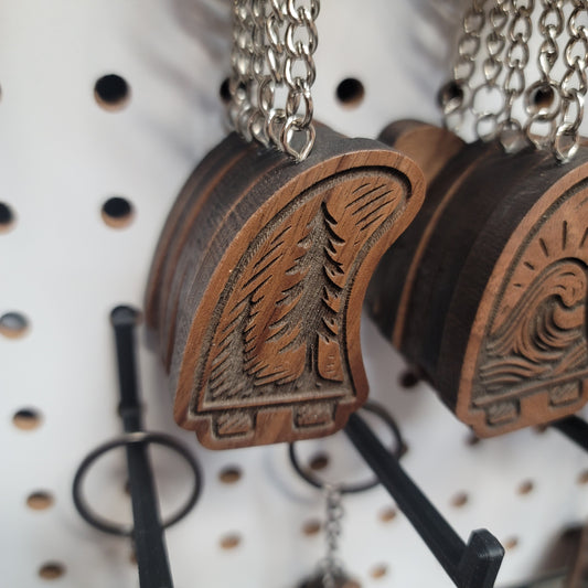 Surf Fin With Tree Keychain