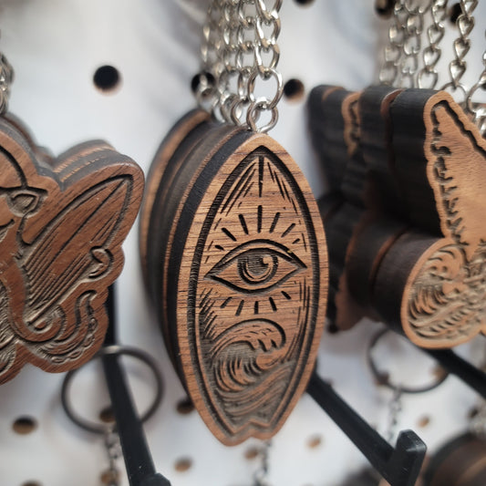 All Seeing Surfboard Keychain