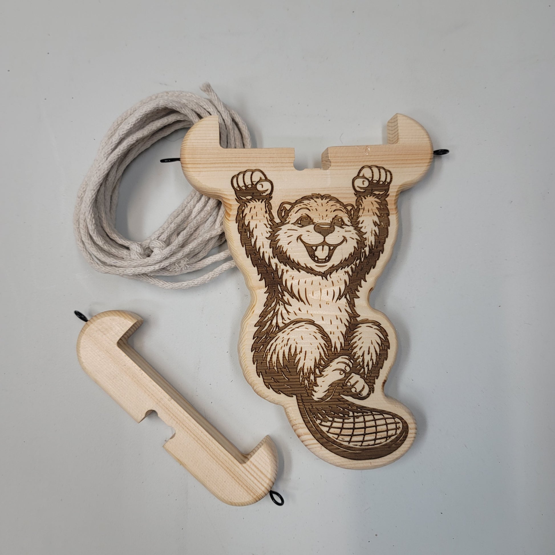 Hanging Beaver wooden plant holder