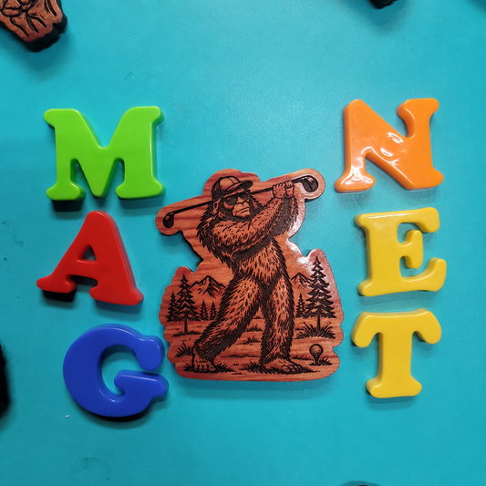 Sasquatch Golfer Magnet | Funny Golf Gift | Aromatic Red Cedar