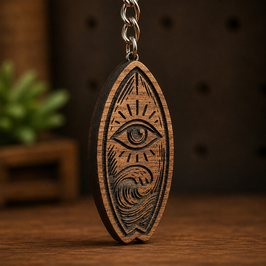 All Seeing Surfboard Keychain