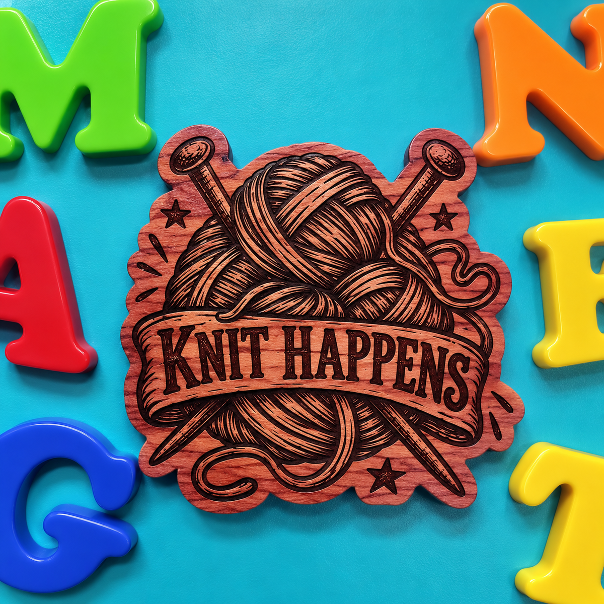 Knit Happens Magnet | Funny Knitting Gift | Aromatic Red Cedar