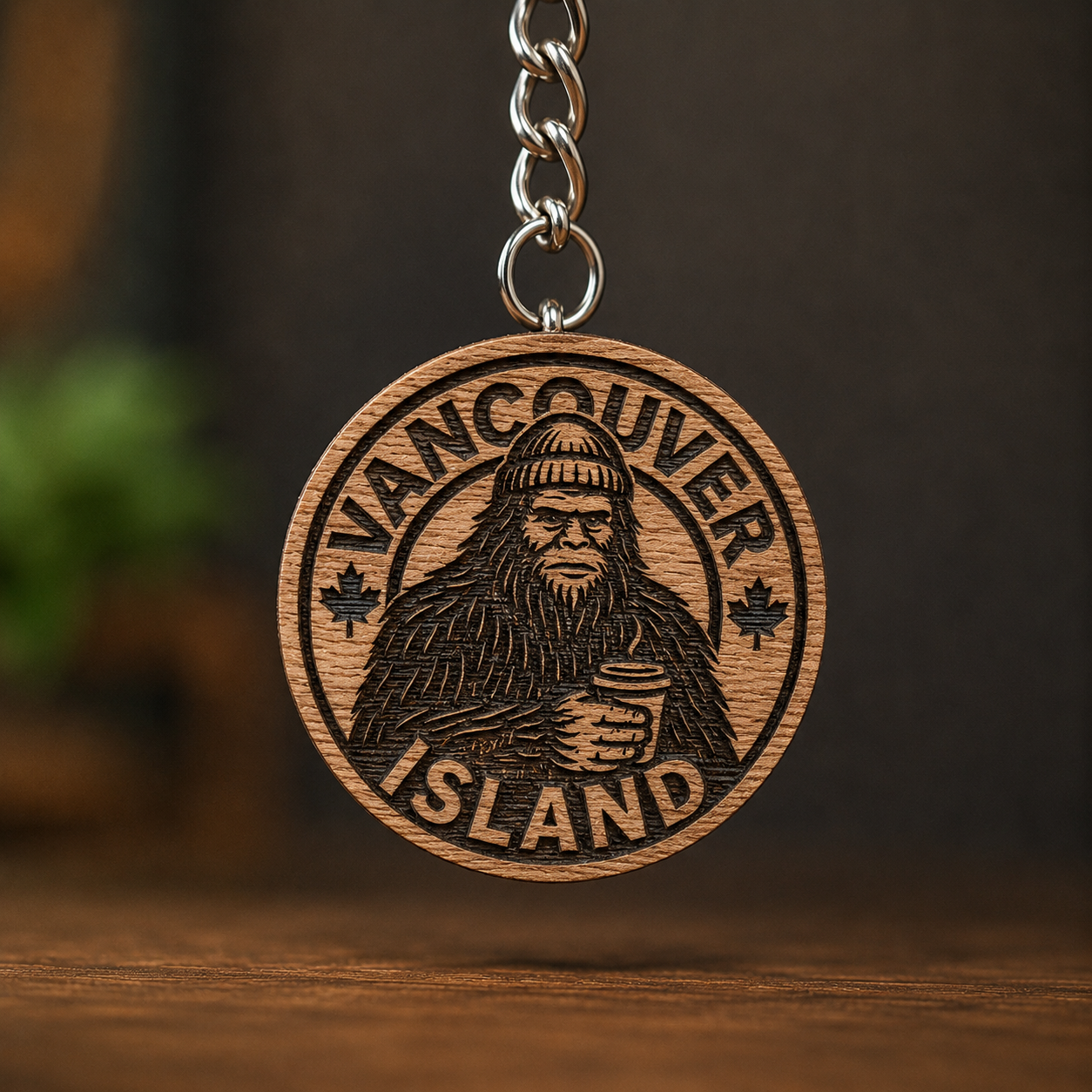 Vancouver Island Sasquatch Coffee Keychain