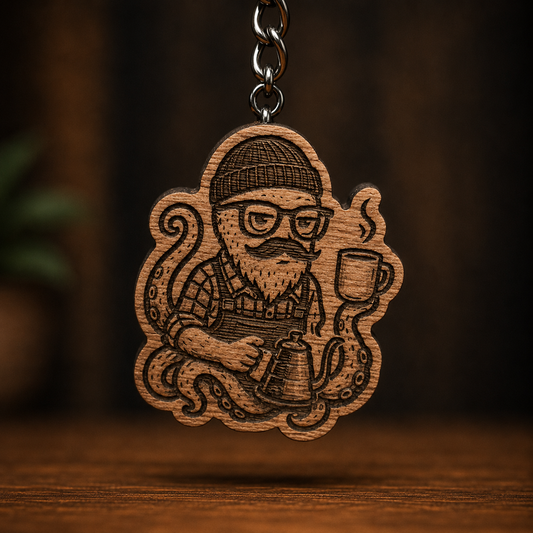 Octopus Barista Keychain