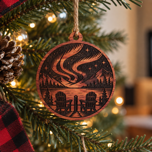 Northern Lights Christmas Ornament – Aromatic Red Cedar Canadian Wilderness Decoration