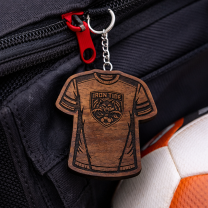 Custom Soccer Jersey Keychain - Solid Walnut