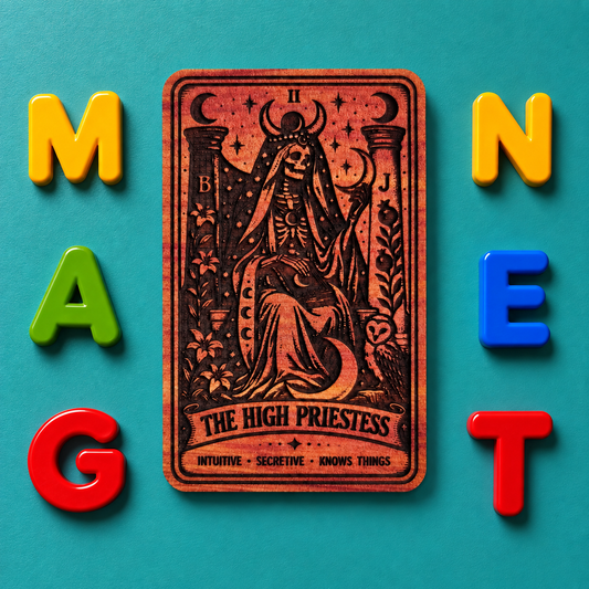 The High Priestess Tarot Card Magnet | Witchy Metaphysical Gift | Aromatic Red Cedar