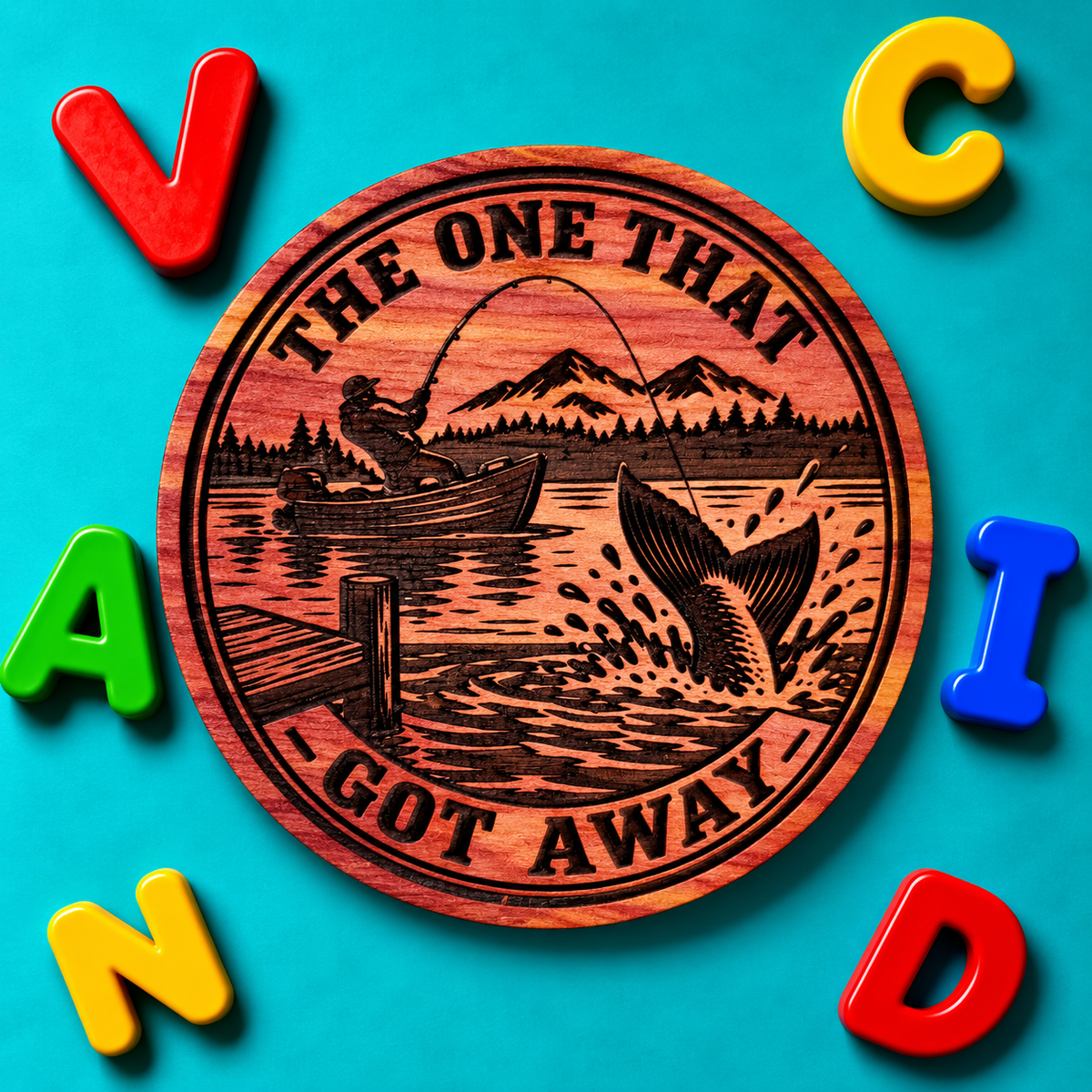 The One That Got Away Red Cedar Fishing Fridge Magnet