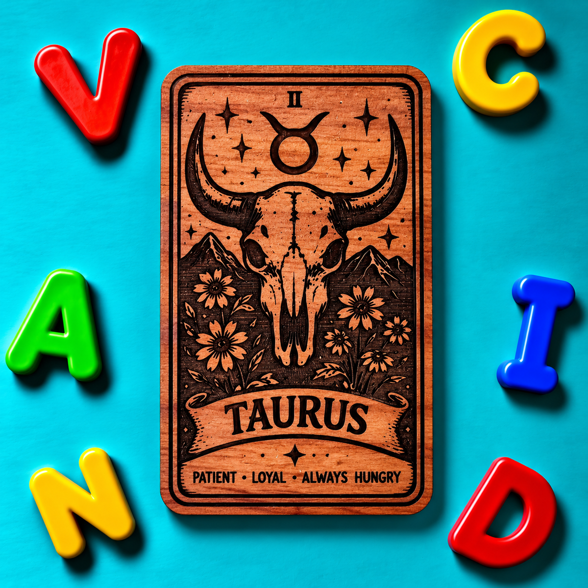 Taurus Zodiac Tarot Card Magnet – Aromatic Red Cedar Astrology Sign