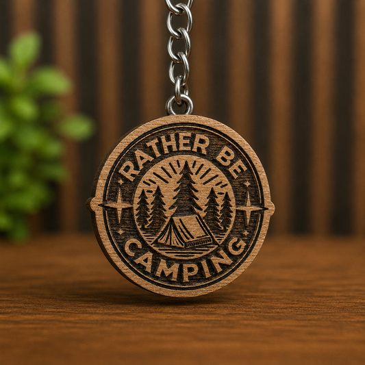 Rather Be Camping Keychain