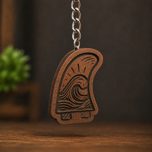 Surf Fin With Wave Keychain