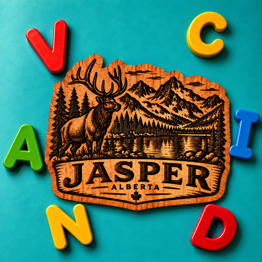 Jasper Elk Mountains Red Cedar Fridge Magnet