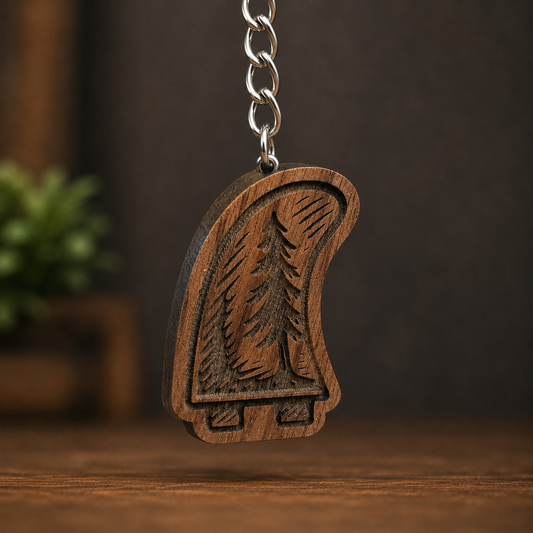 Surf Fin With Tree Keychain