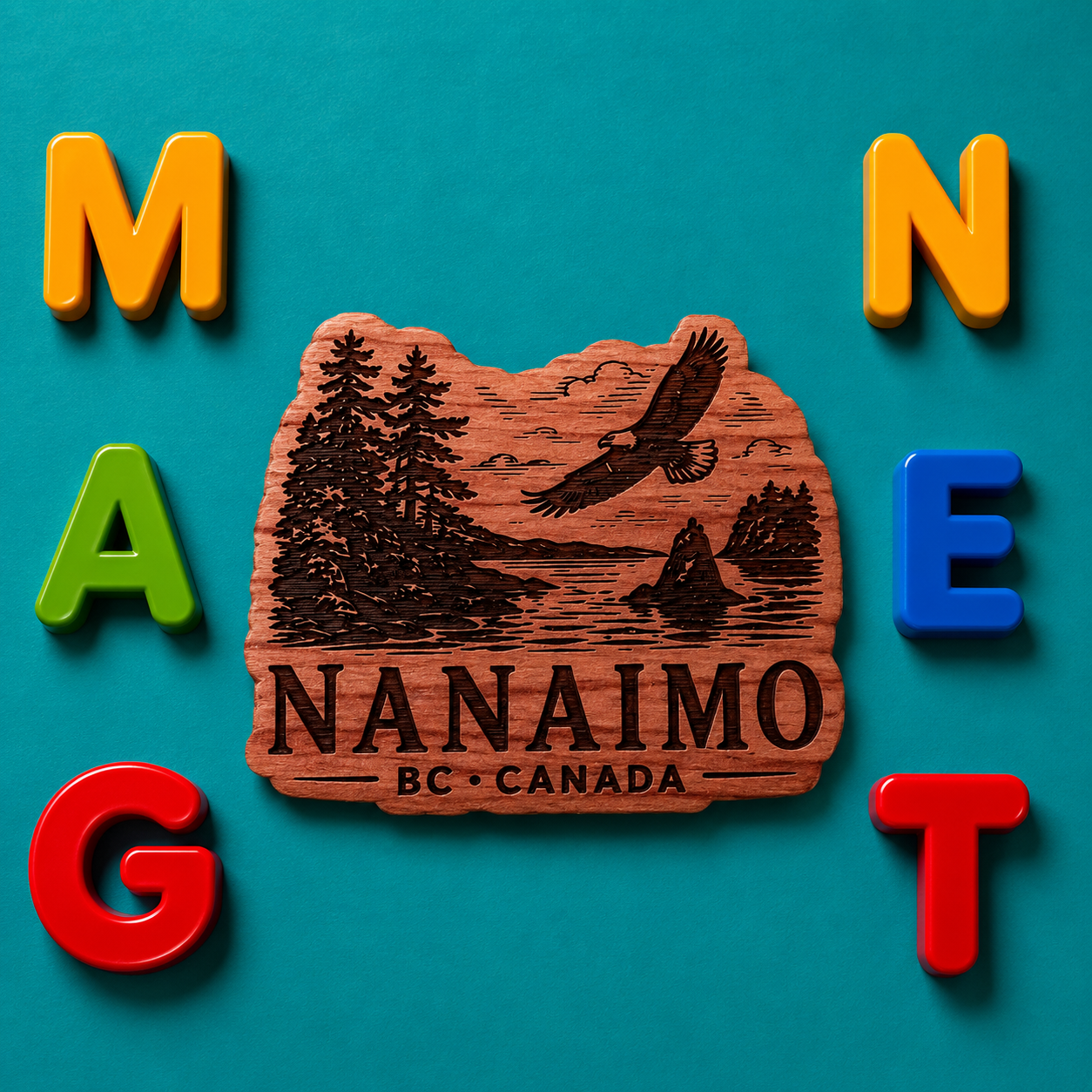 Nanaimo Beach Scene with Eagle Fridge Magnet