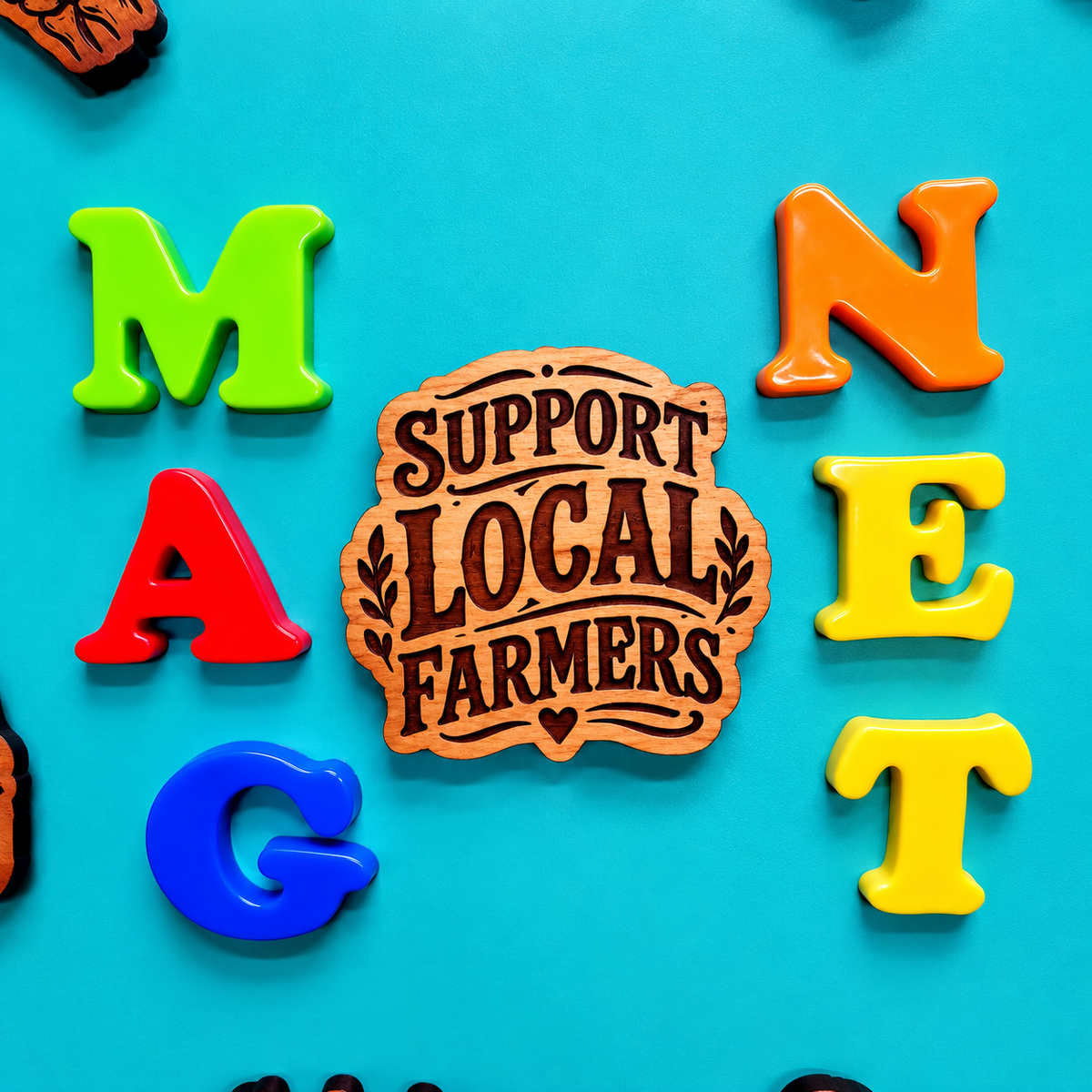 Support Local Farmers Magnet | Farm Shop Gift | Aromatic Red Cedar
