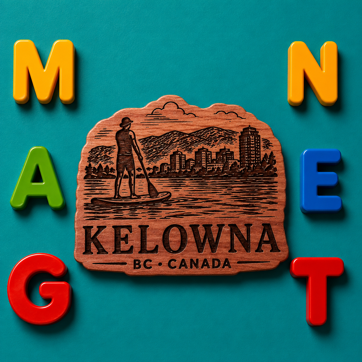 Kelowna Paddle Board On Lake Fridge Magnet