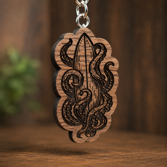 Tentacle Surfboard Keychain