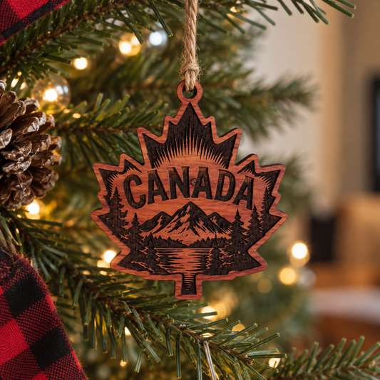 Canada Maple Leaf Christmas Ornament – Aromatic Red Cedar Canadian Holiday Decoration