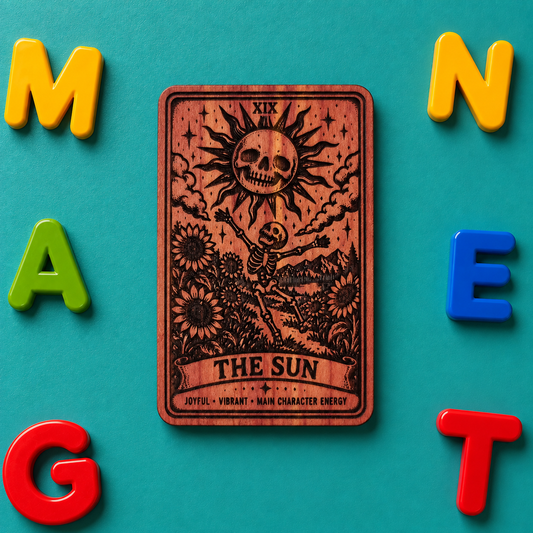 The Sun Tarot Card Magnet | Witchy Metaphysical Gift | Aromatic Red Cedar