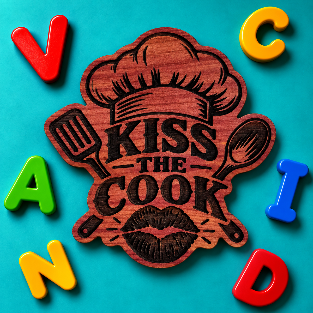 Kiss The Cook Red Cedar Kitchen Fridge Magnet